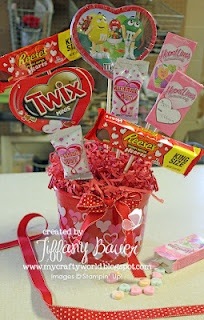 DIY Valentine's edible arrangement with candy